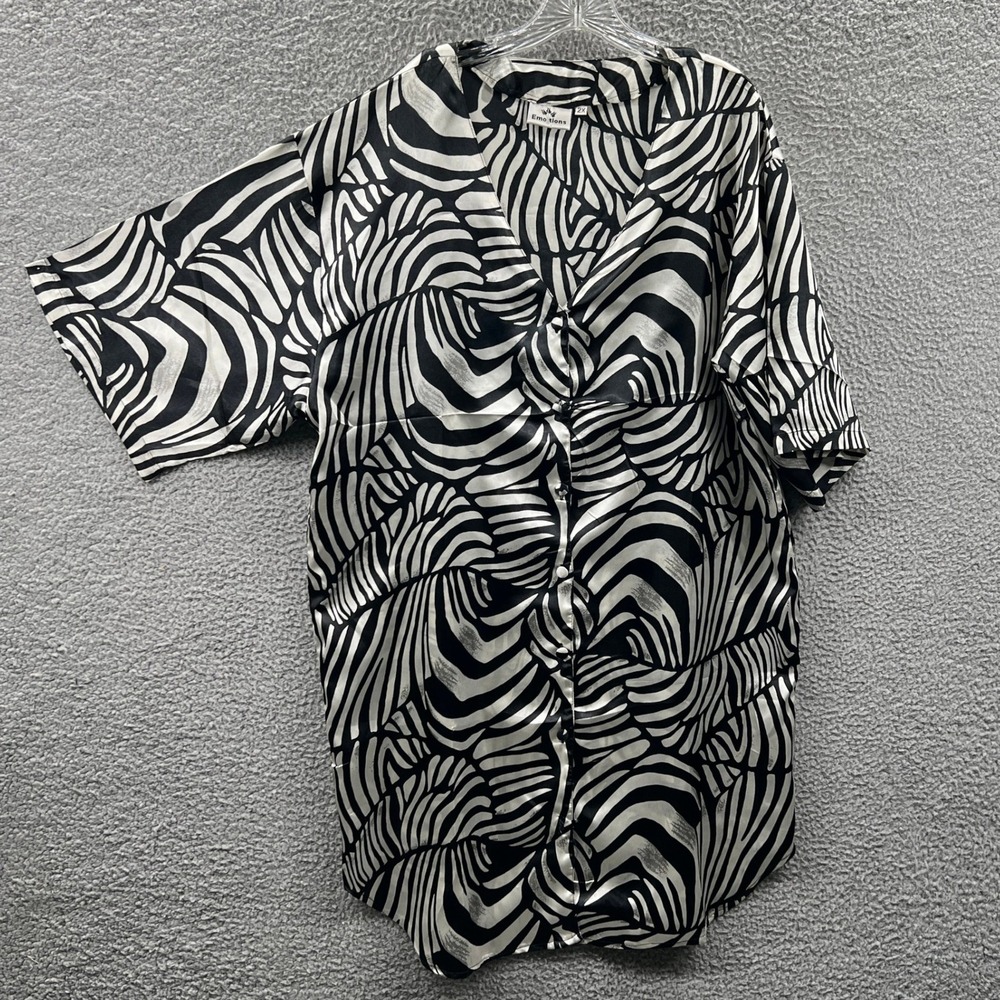 Womens Tunic Blouse 2X Plus Abstract Zebra Animal Print Artsy Resort Lagenlook